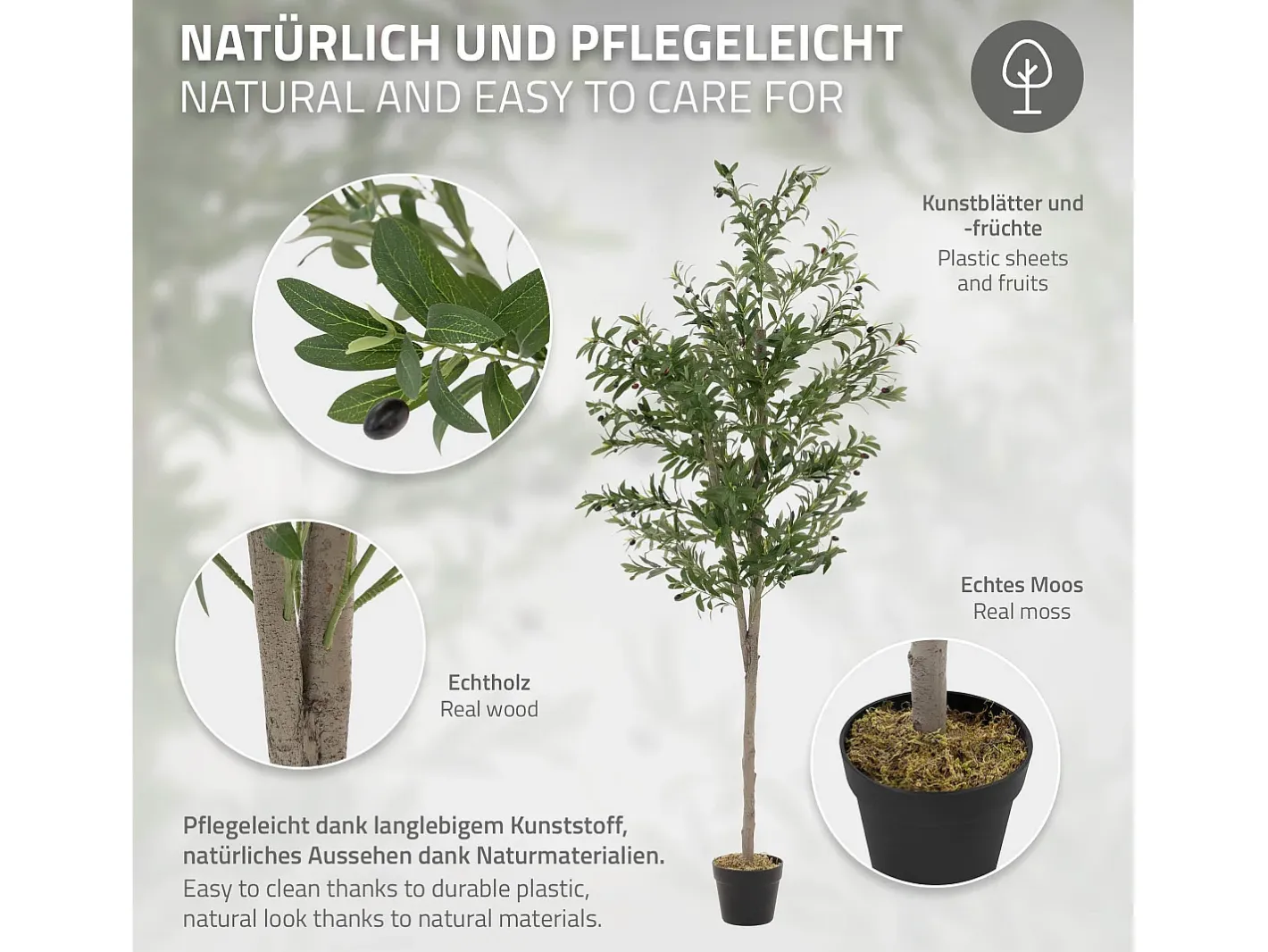 Discount ML-DESIGN Olivo artificial Plantas artificiales Árbol artificial Planta artificial en mace Verde