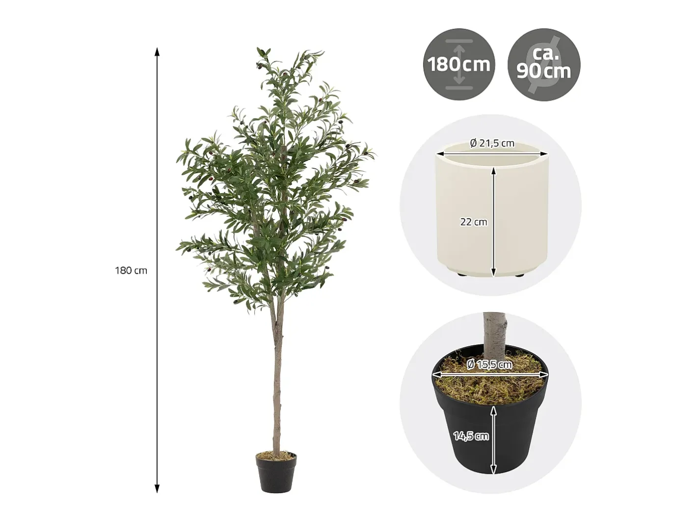 Discount ML-DESIGN Olivo artificial Plantas artificiales Árbol artificial Planta artificial en mace Verde