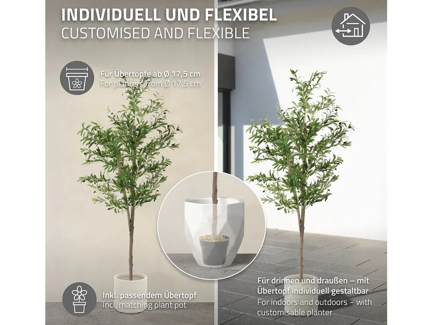 Discount ML-DESIGN Olivo artificial Plantas artificiales Árbol artificial Planta artificial en mace Verde