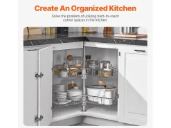 Organizador de Esquina SucceBuy en Forma de L, 71 cm, Transforme el Espacio de Almacenamiento de la Cocina Plateado Best