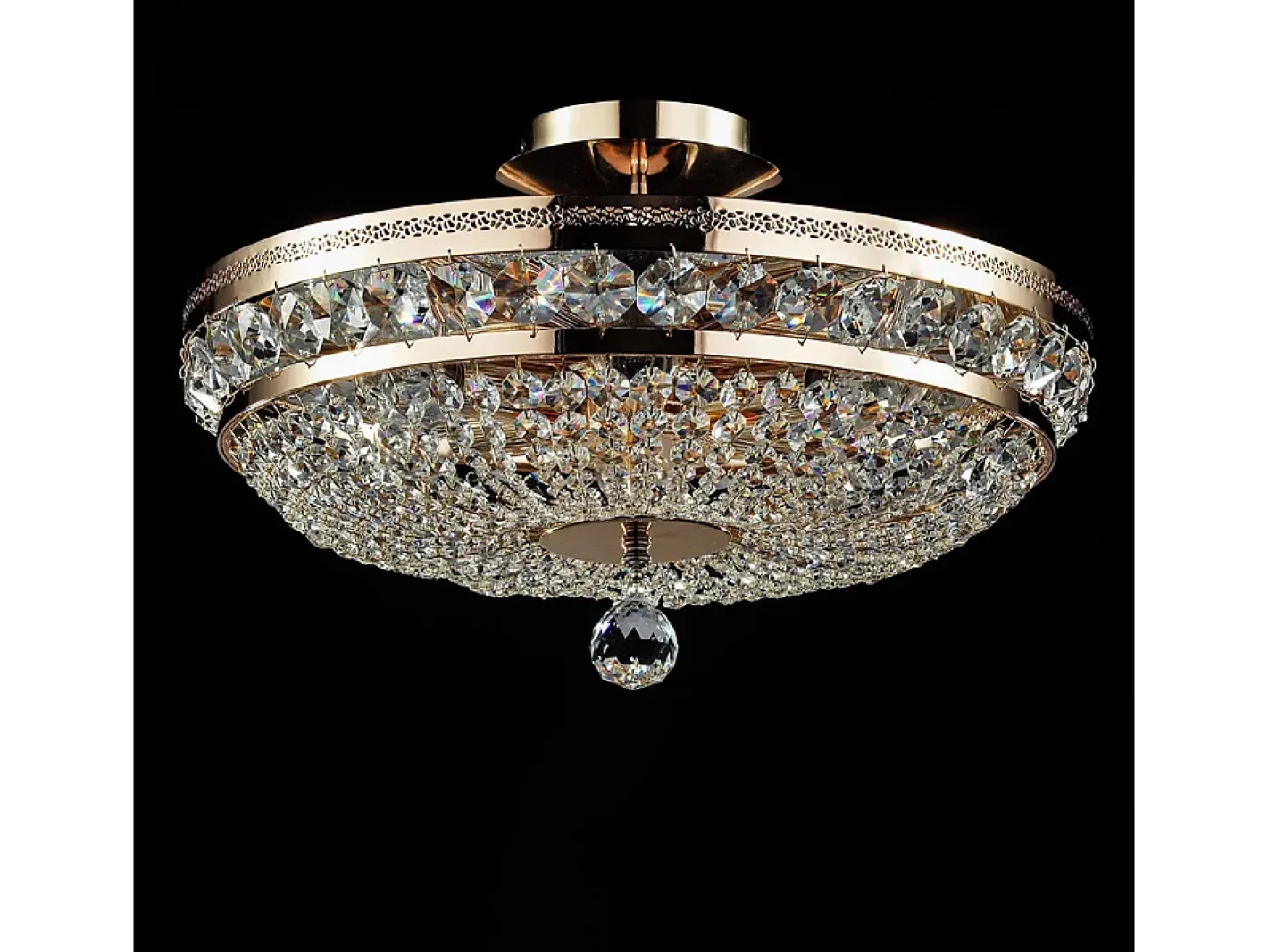 Maytoni Plafón-Ottilia Plafón Semi Empotrado Oro & Cristal, 6 Luces, E14 Dorado