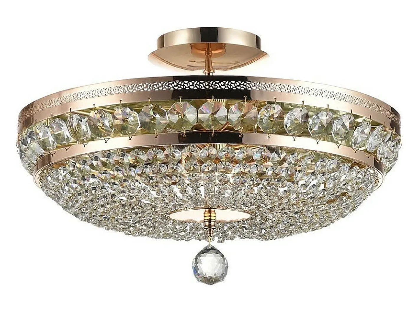 Maytoni Plafón-Ottilia Plafón Semi Empotrado Oro & Cristal, 6 Luces, E14 Dorado