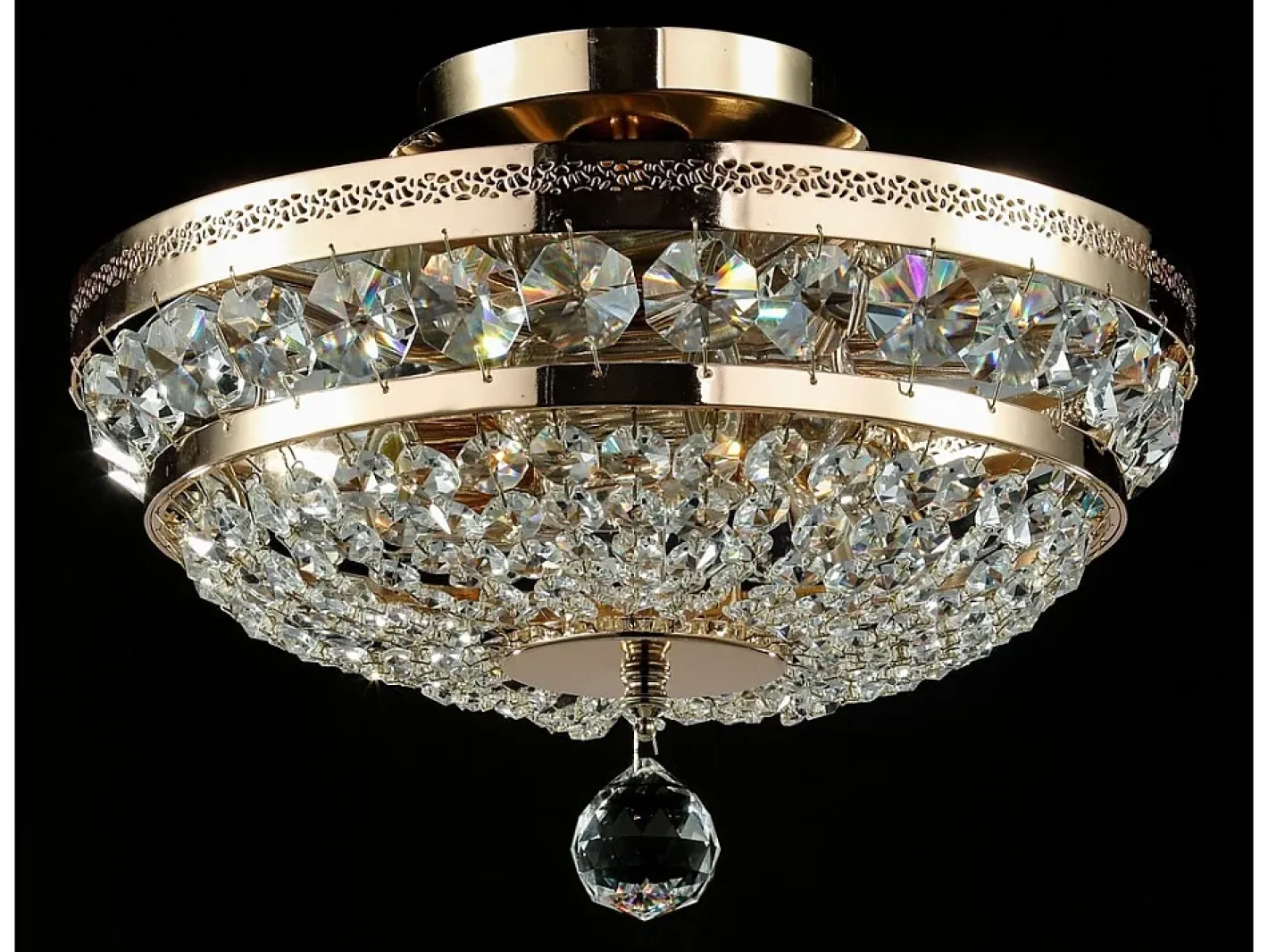 Maytoni Plafón-Ottilia Plafón Semi Empotrado Oro & Cristal, 3 Luces, E14 Dorado