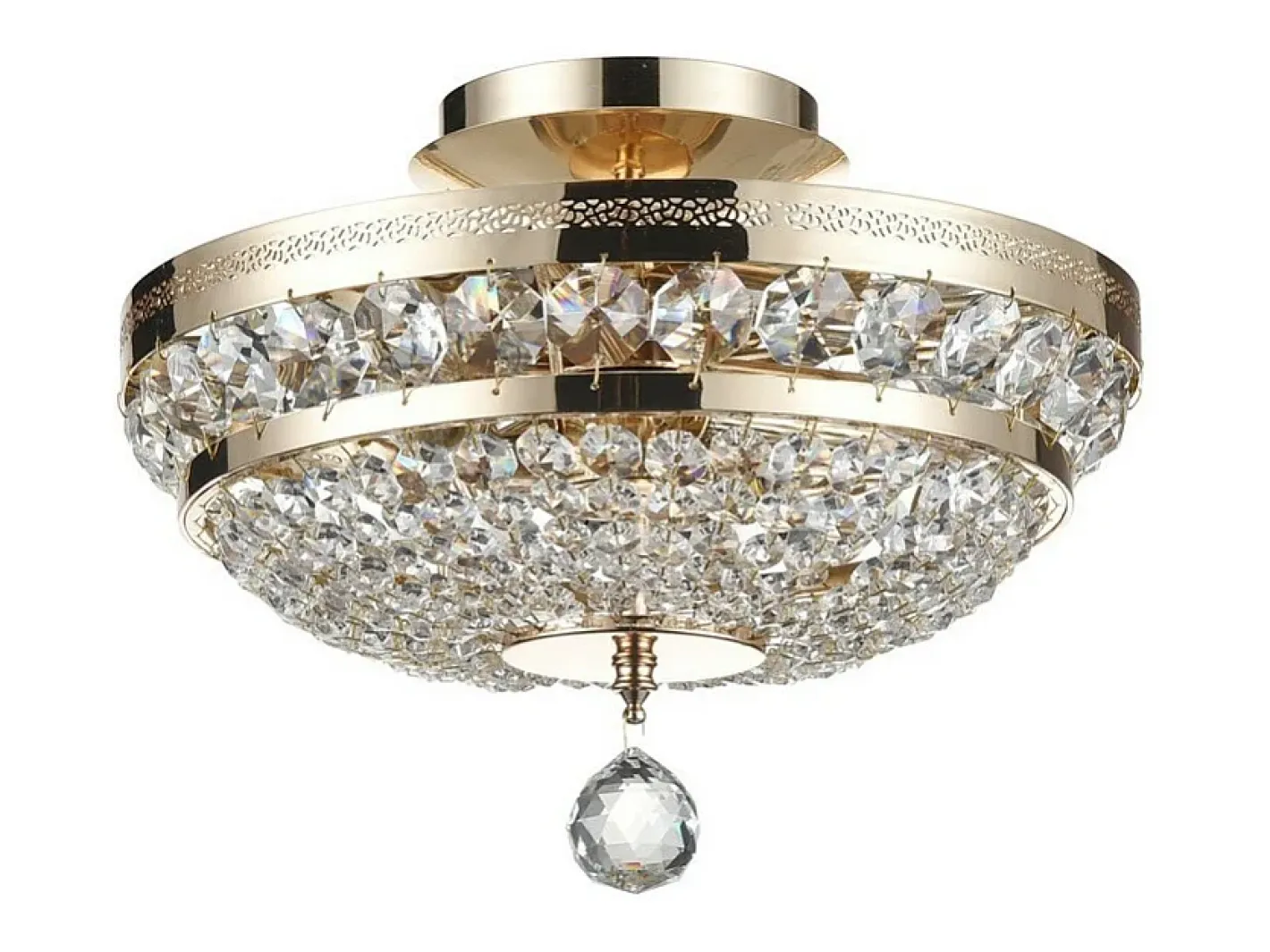 Maytoni Plafón-Ottilia Plafón Semi Empotrado Oro & Cristal, 3 Luces, E14 Dorado