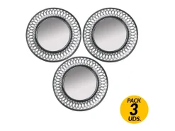 New Pack de 3 espejos estilo clásico plata Ø24 cm Plateado