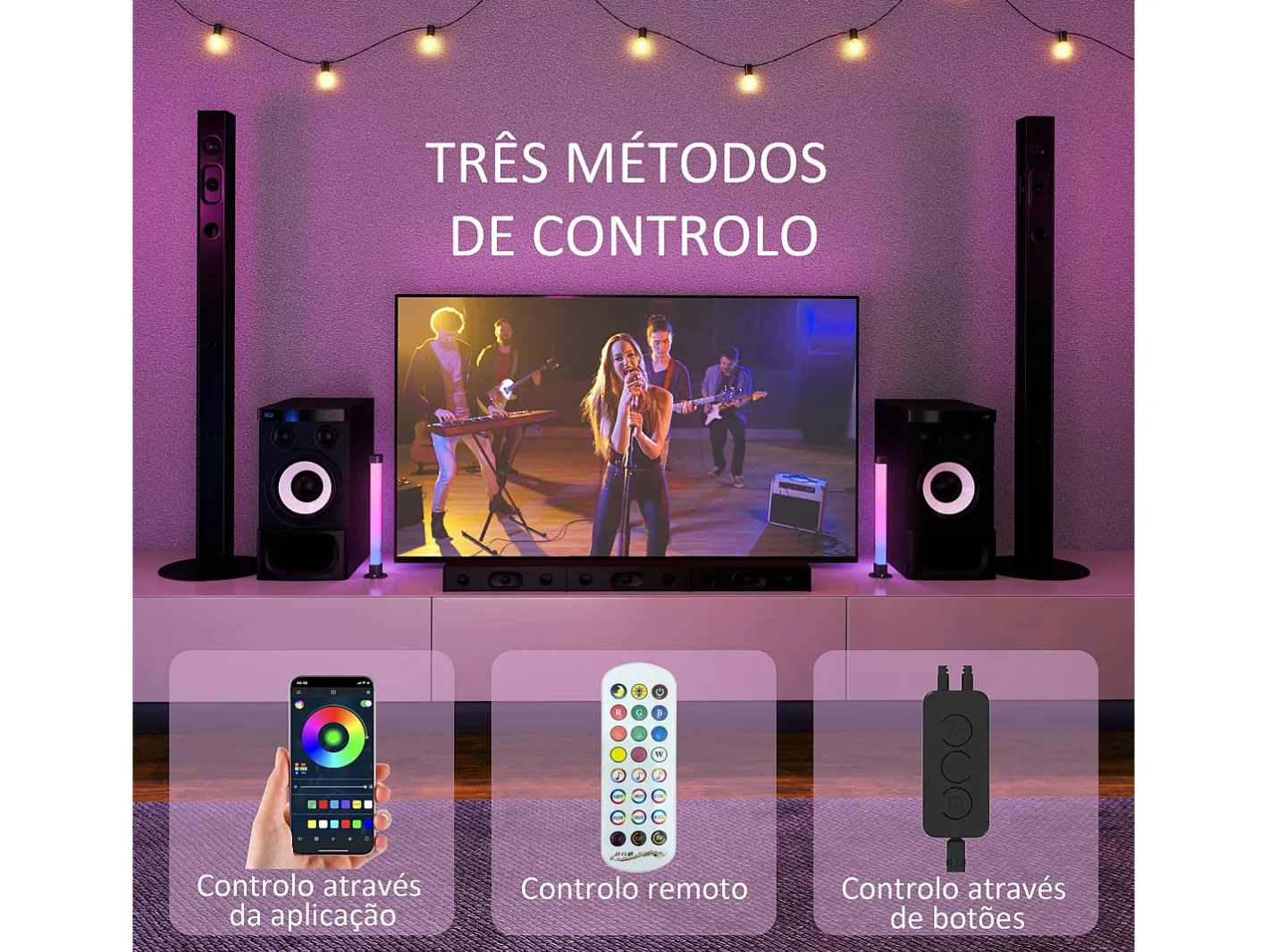 Homcom Lámpara De Mesa-Pack de 2 lámparas Flow luz LED Bluetooth 32,5x6x6 cm Blanco