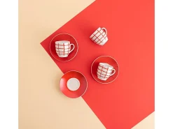 Pack de 6 tazas Kansas Quid porcelana 9 cl Rojo Discount