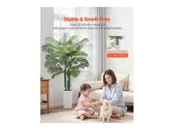 Planta Artificial-Palmera Artificial Areca SucceBuy, 1,8 m, Planta Artificial Tropical en Maceta Blanca, Falso Árbol Tropical Palmera Areca Tronco Grueso,para Decoración Verde