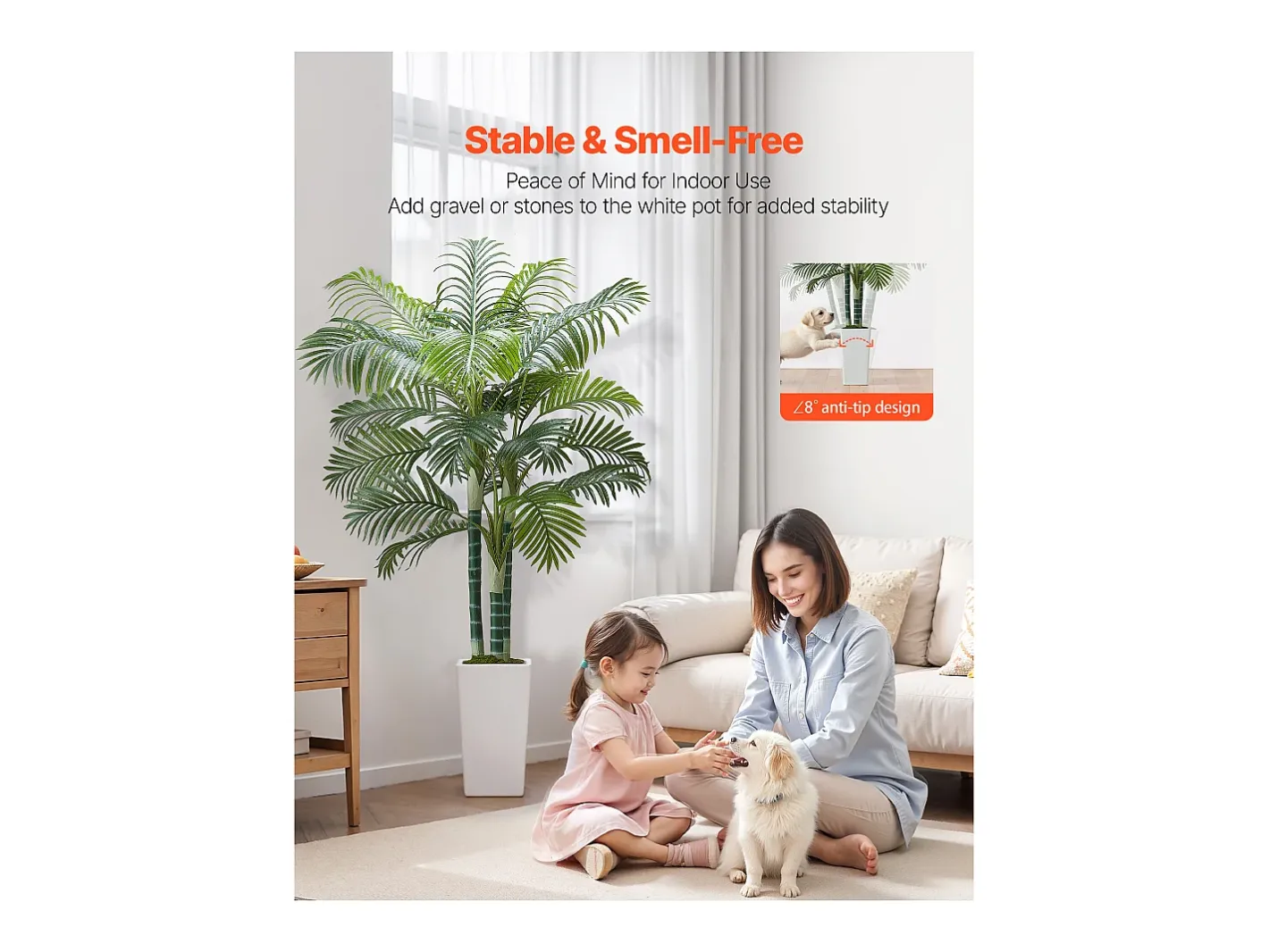 Planta Artificial-Palmera Artificial Areca SucceBuy, 1,8 m, Planta Artificial Tropical en Maceta Blanca, Falso Árbol Tropical Palmera Areca Tronco Grueso,para Decoración Verde