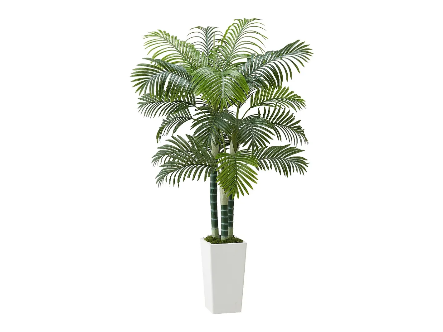 Planta Artificial-Palmera Artificial Areca SucceBuy, 1,8 m, Planta Artificial Tropical en Maceta Blanca, Falso Árbol Tropical Palmera Areca Tronco Grueso,para Decoración Verde