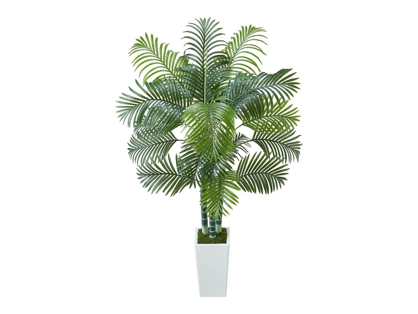 Planta Artificial-Palmera Artificial Areca SucceBuy, 1,8 m, Planta Artificial Tropical en Maceta Blanca, Falso Árbol Tropical Palmera Areca Tronco Grueso,para Decoración Verde