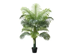 Palmera Artificial Areca SucceBuy, 1,5 m, Planta Artificial Tropical en Maceta Blanca, Falso Árbol Tropical Palmera Areca Tronco Grueso, Planta Falsa para Oficina Verde