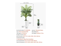 Palmera Artificial Areca SucceBuy, 1,5 m, Planta Artificial Tropical en Maceta Blanca, Falso Árbol Tropical Palmera Areca Tronco Grueso, Planta Falsa para Oficina Verde