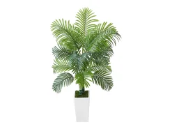 Palmera Artificial Areca SucceBuy, 1,5 m, Planta Artificial Tropical en Maceta Blanca, Falso Árbol Tropical Palmera Areca Tronco Grueso, Planta Falsa para Oficina Verde