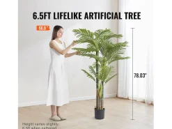Planta Artificial-Palmera Artificial de Caña Dorada de 2 m de SucceBuy, Decoración Vegetal Realista de Imitación Verde