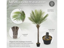 ML-DESIGN Palmera artificial de 150 cm, planta artificial grande, palmera tropical artificial, planta artificial, planta falsa decorativa Verde Outlet