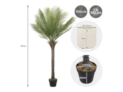 ML-DESIGN Palmera artificial de 150 cm, planta artificial grande, palmera tropical artificial, planta artificial, planta falsa decorativa Verde Outlet