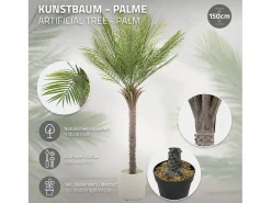 ML-DESIGN Palmera artificial de 150 cm, planta artificial grande, palmera tropical artificial, planta artificial, planta falsa decorativa Verde Outlet