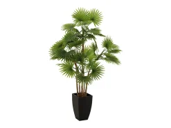 J-Line Planta Artificial-Palmera de ventilador en maceta de plástico 75x75x112 cm Verde