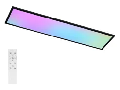 NETTLIFE Panel LED 120 x 30 cm regulable, largo, RGB, cambio de color, con mando a distancia, 39 W, Negro Discount