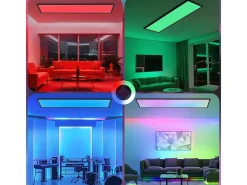 NETTLIFE Panel LED 120 x 30 cm regulable, largo, RGB, cambio de color, con mando a distancia, 39 W, Negro Discount