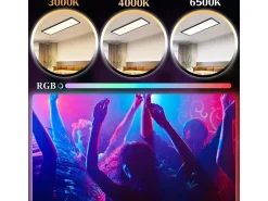 NETTLIFE Panel LED 120 x 30 cm regulable, largo, RGB, cambio de color, con mando a distancia, 39 W, Negro Discount