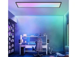 NETTLIFE Panel LED 120 x 30 cm regulable, largo, RGB, cambio de color, con mando a distancia, 39 W, Negro Discount