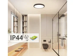 NETTLIFE Plafón-Panel LED , lámpara de techo redonda negra plana, iluminación de techo IP44 LED blanco neutro Negro