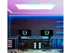 NETTLIFE Panel LED 100x25, luz de techo regulable, largo, retroiluminación RGB, cambio de color, 24 W, oficina, cálido, neutro Blanco