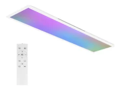 Online NETTLIFE Panel LED 120x30, luz de techo regulable, largo, retroiluminación RGB, cambio de color plana con control remoto, 36 W Blanco