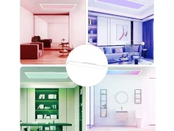 Online NETTLIFE Panel LED 120x30, luz de techo regulable, largo, retroiluminación RGB, cambio de color plana con control remoto, 36 W Blanco