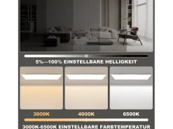 Online NETTLIFE Panel LED 120x30, luz de techo regulable, largo, retroiluminación RGB, cambio de color plana con control remoto, 36 W Blanco