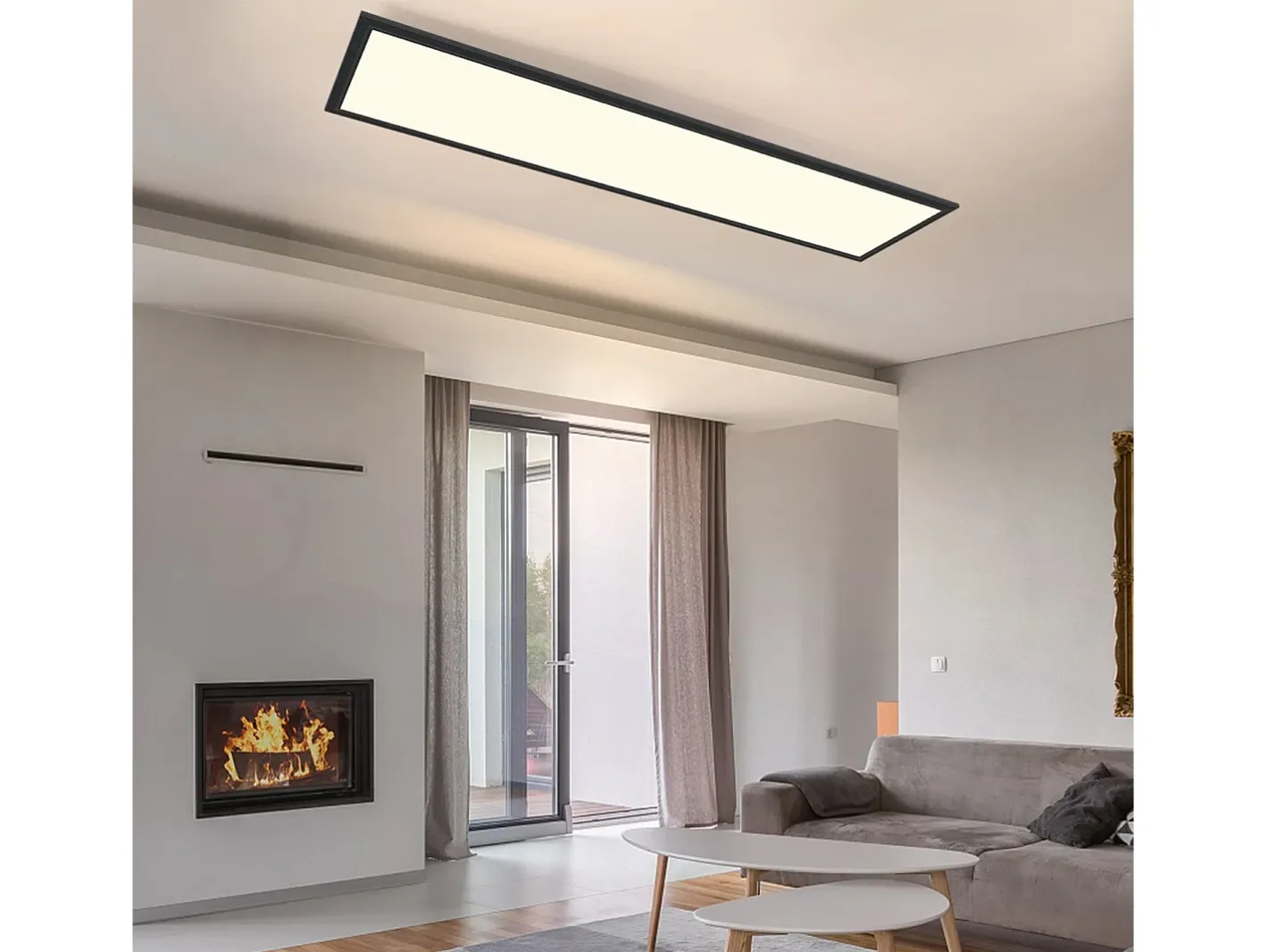 NETTLIFE Plafón-Panel LED regulable , luz de techo plana con control remoto, temporizador de 60 segundos, 42 W Negro
