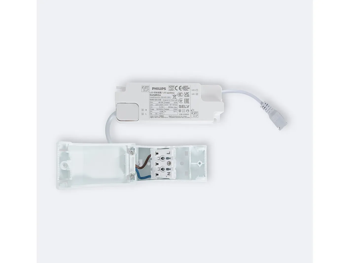 Ledkia Panel LED 60x60 cm 40W 4000lm con Caja de Conexiones Rápidas y Cable de Seguridad 6000K PHILIPS Certadrive Individual Frío Blanco Clearance
