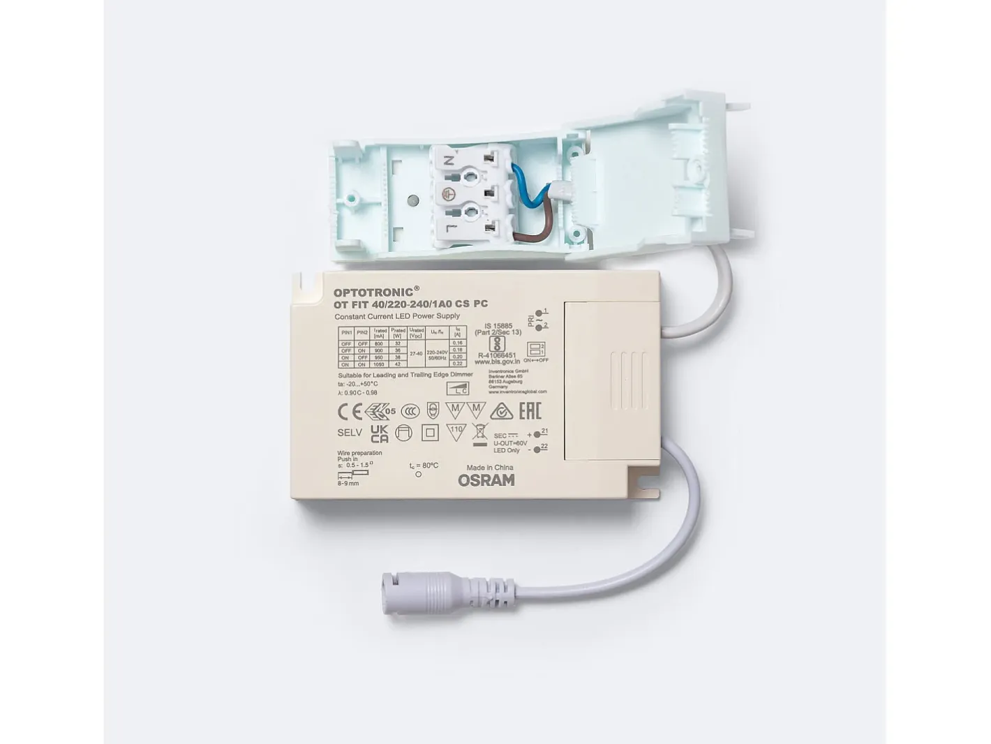 Ledkia Plafón-Panel LED 60x60 cm 40W 4000lm con Caja de Conexiones Rápidas y Cable de Seguridad 6000K Individual Frío OSRAM Blanco