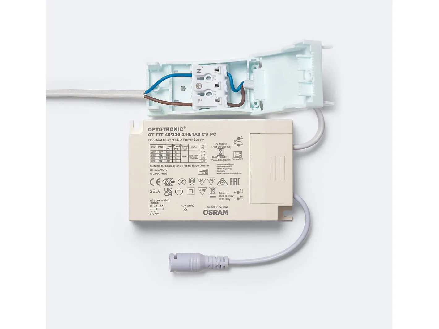 Ledkia Plafón-Panel LED 60x60 cm 40W 4000lm con Caja de Conexiones Rápidas y Cable de Seguridad 6000K Individual Frío OSRAM Blanco