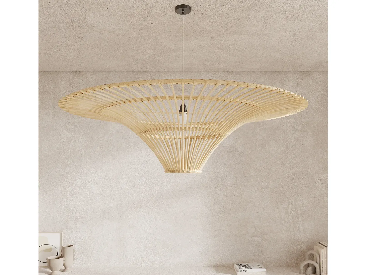Rendez-Vous Déco Pantalla de 120,5 cm de diámetro en ratán natural - Olga Marru00f3n New