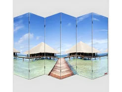 MCW Biombo-Pantalla fotográfica Bagheria, 180x240cm, Playa Azul / Beige