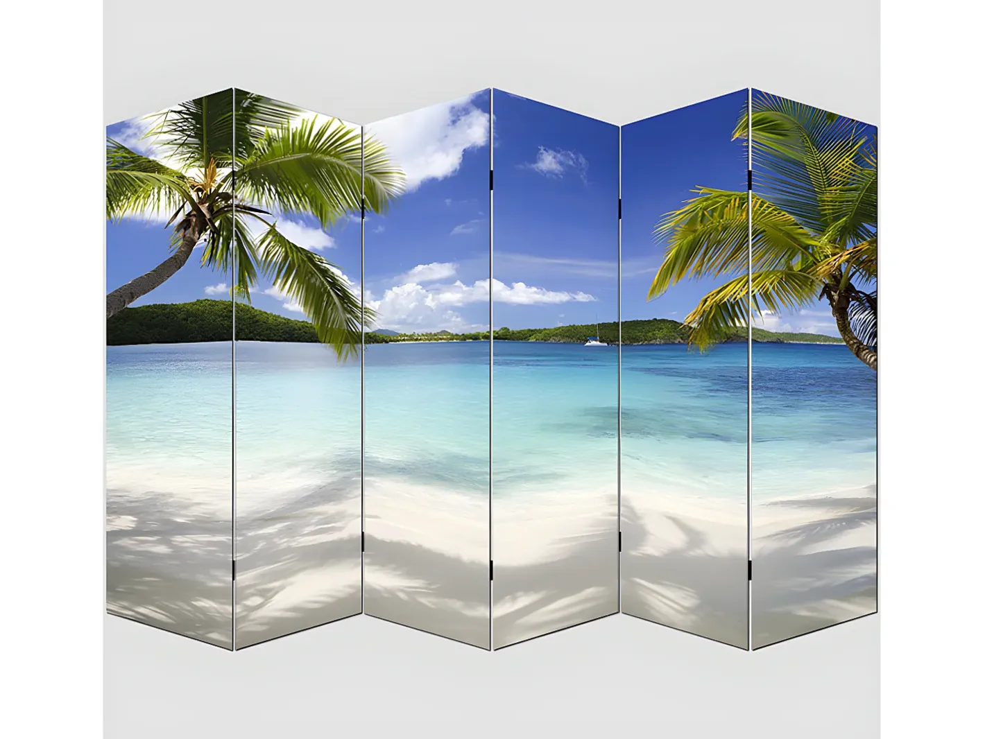 MCW Biombo-Pantalla fotográfica Bagheria, 180x240cm, Playa Azul / Beige