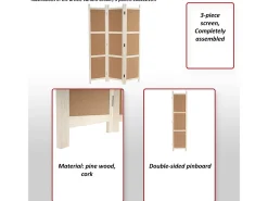 MCW Biombo-Pantalla -G52, marrón, 3 paneles 166x121cm Marru00f3n