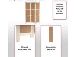 MCW Biombo-Pantalla -G52, marrón, 3 paneles 166x121cm Marru00f3n