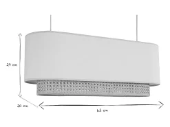 Miliboo Pantalla para lámpara de techo doble de tela blanca y ratán natural 62 cm TIWY Blanco Sale