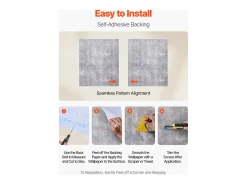 Papel Pintado-Papel Pintado Adhesivo de Pared SucceBuy, 40 cm x 15 m, Rollo Papel Pintado Autoadhesivo en Vinilo, Estilo Industrial Oscuro, para Revestimiento de Pared Gris