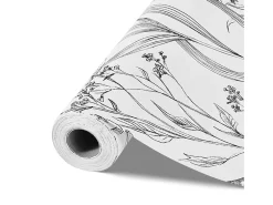 New Papel Pintado Adhesivo de Pared SucceBuy, 45 cm x 10 m, Rollo Papel Pintado Autoadhesivo Vinilo, Motif Floral Botánico , Impermeable Blanco