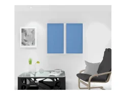 Soleil d'ocre Par de visillos para ventana 45x90 cm DOLLY Azul