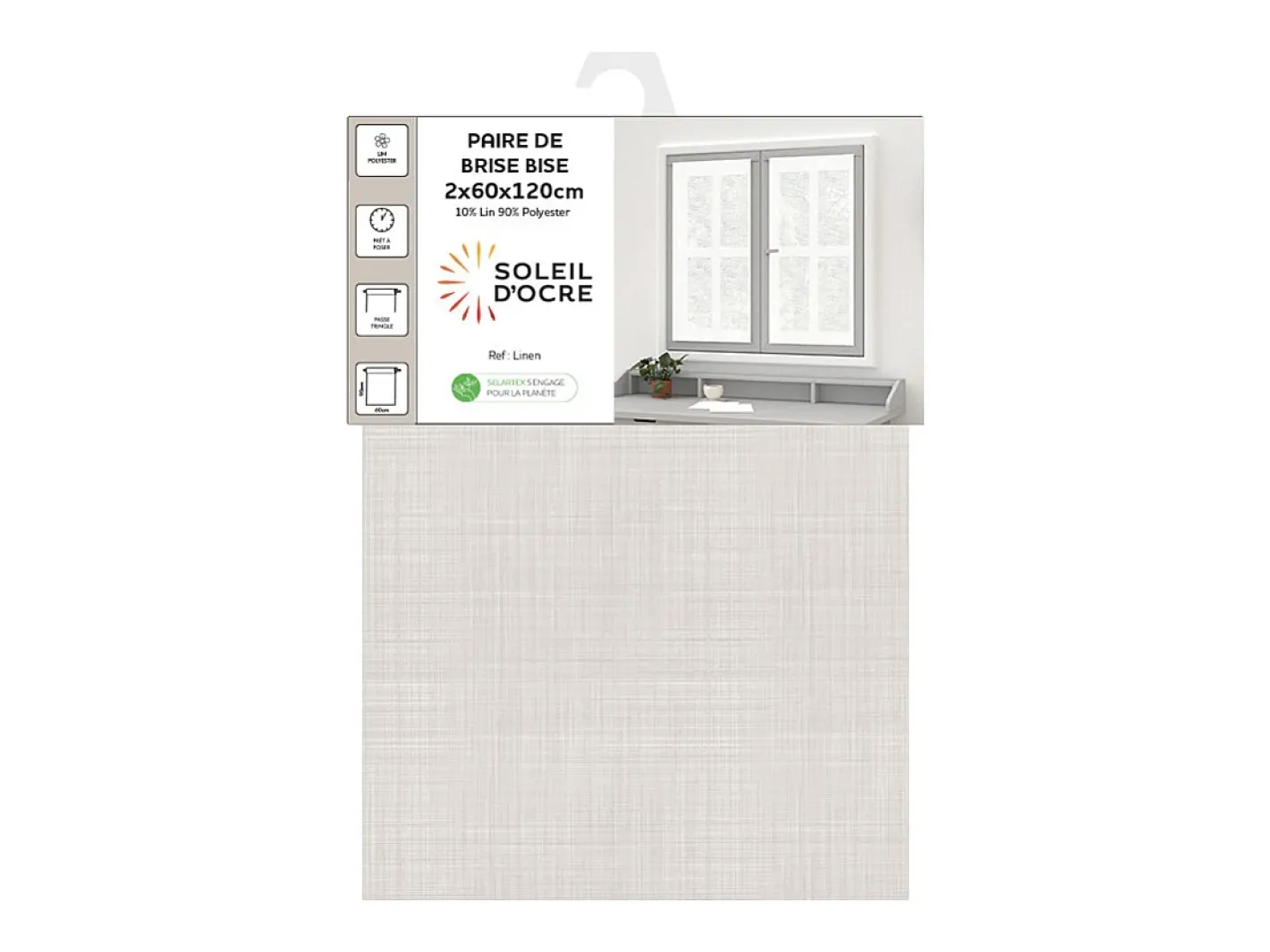 Soleil d'ocre Par de visillos 60x120 cm LINO natural Beige Outlet