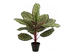 J-Line Planta Artificial-Pavo real en maceta de plástico de 26x15x67 cm Verde