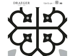 Draeger Sticker-Pegatinas de azulejos 15 X 15 cm - Motivos floral en blanco y Negro