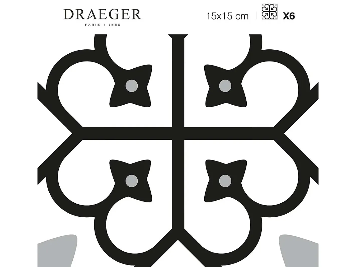 Draeger Sticker-Pegatinas de azulejos 15 X 15 cm - Motivos floral en blanco y Negro