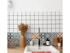 Discount Draeger Pegatinas de azulejos 15 X 15 cm - Estrellas geométricas Gris